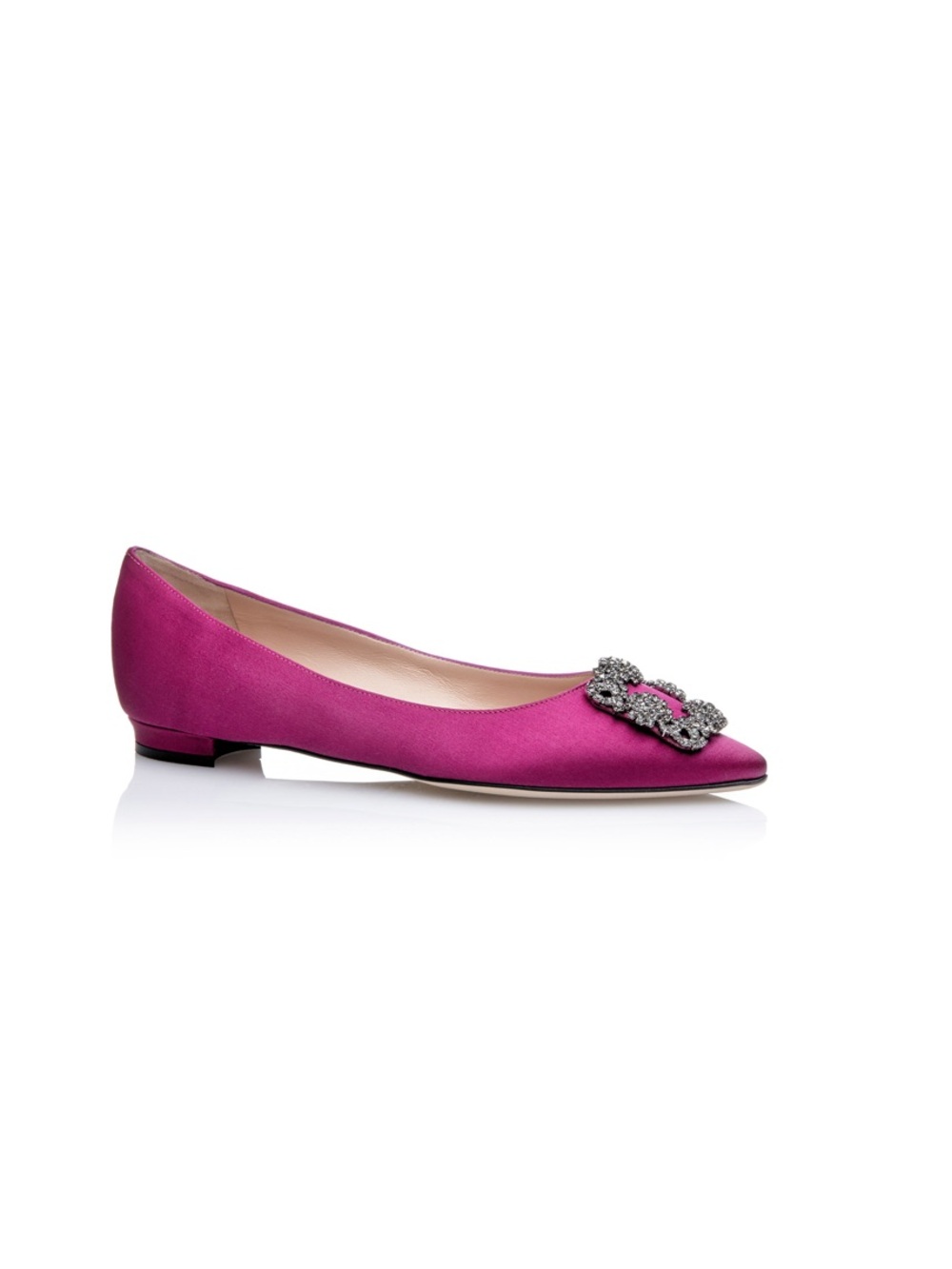 Manolo Blahnik Hangisiflat Dark Fuchsia Satin 39